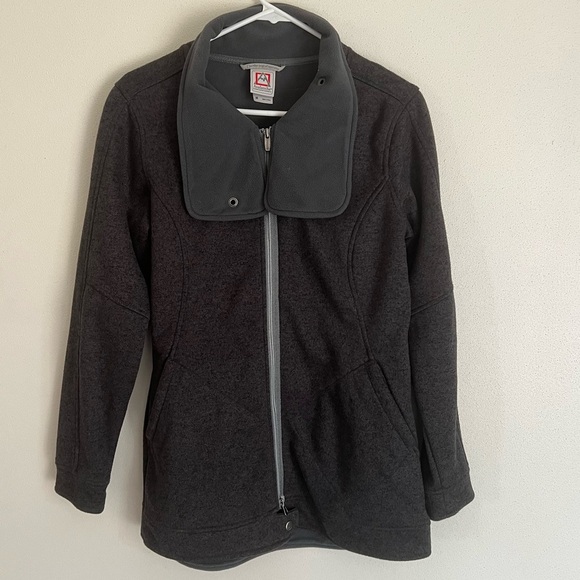 Avalanche Dark Gray Fleece Mid-Length Jacket with Wrap Collar Size Medium - Picture 2 of 8